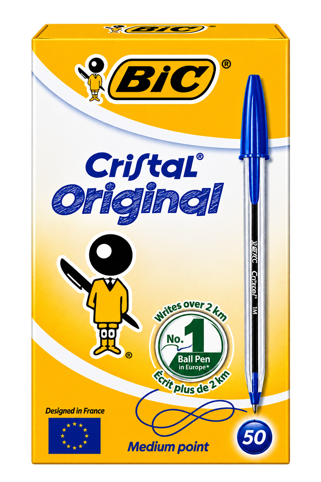 BIC STYLO-BILLE CRISTAL ORIGINAL FINE BLEU – BOÎTE DE 50