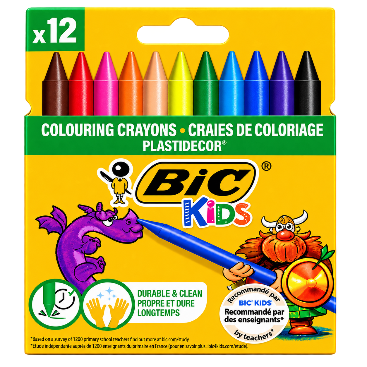 BIC KIDS PLASTIDECOR – CRAYON DE COULEURS 12 COULEURS