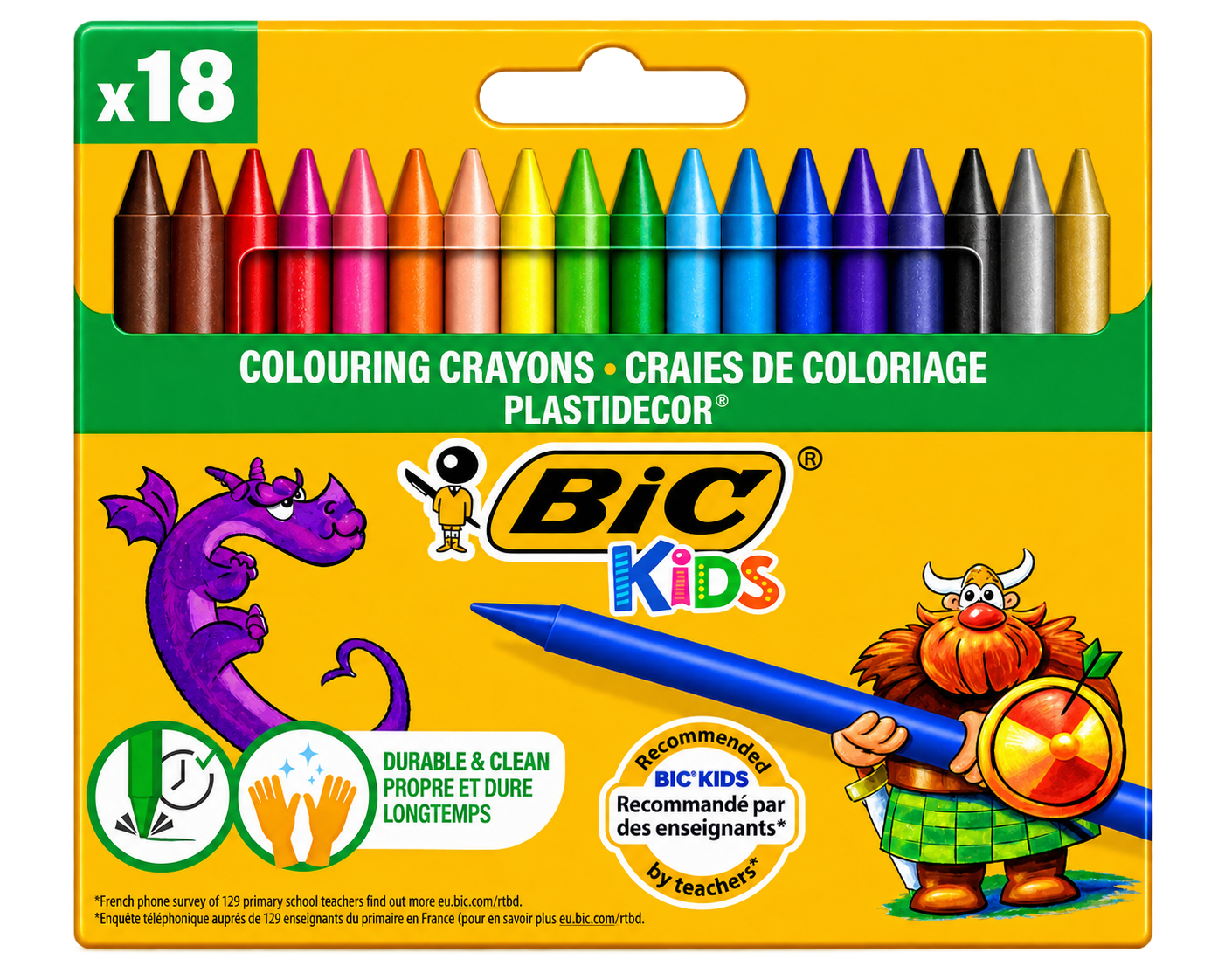 BIC KIDS PLASTIDECOR – CRAYON DE COULEUR 18 COULEURS