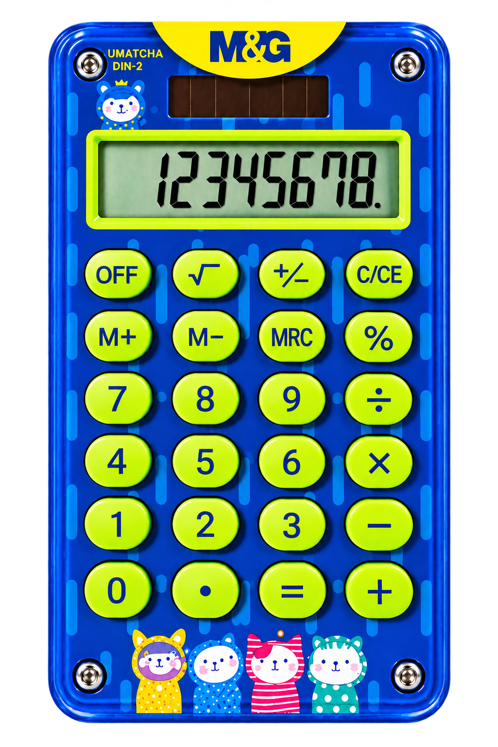 M&G CALCULATRICE PORTABLE DOUBLE ALIMENTATION – DESIGN ENFANT BLEU/VERT