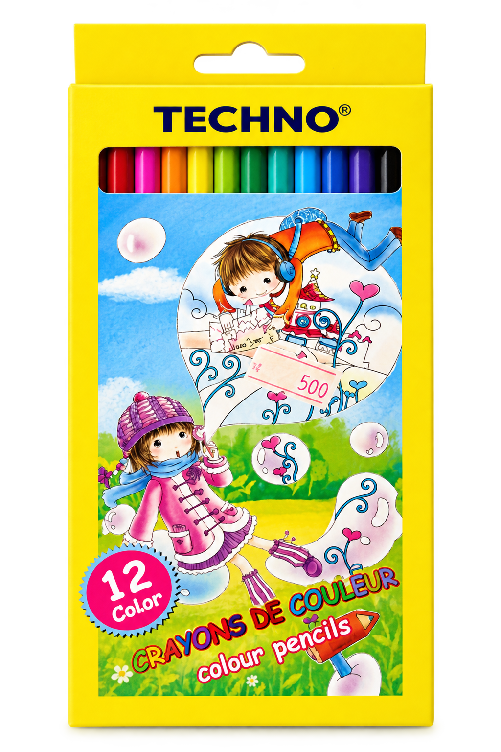 CRAYONS DE COULEUR TECHNO – 12 COULEURS 