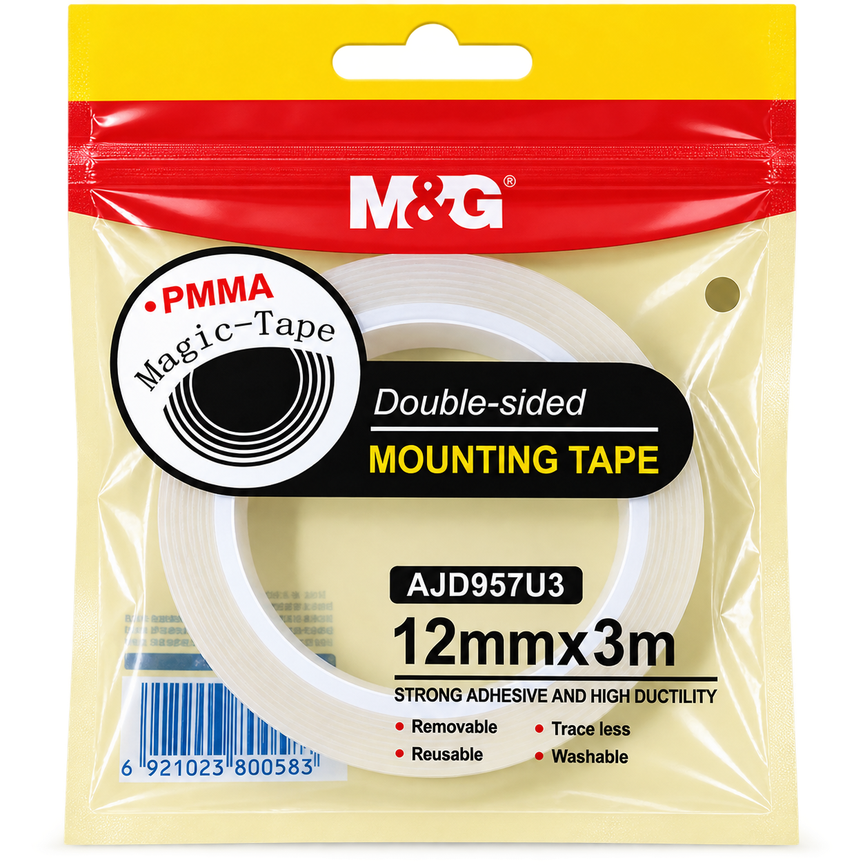  RUBAN ADHÉSIF DOUBLE FACE M&G – 12 MM × 3 M 